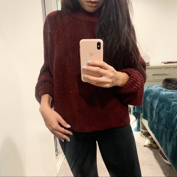 Sweaters - Primark Maroon Burgundy Crop Sweater